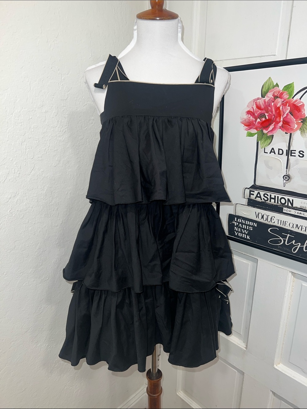 Mimisol Black Tiered Girls Dress Size 12Y